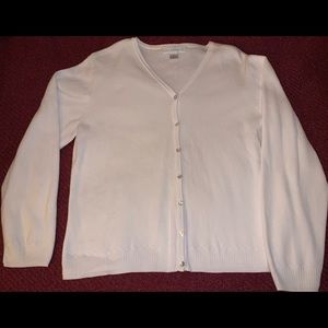 White shell button down detailed cardigan